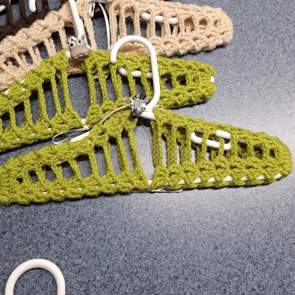 Handmade, Crocheted Children's Hangers With Animals, Cars, & Bows, Bundle of 10